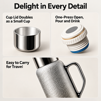 Thermos de Voyage Personnalisé de Luxe en Titane à Double Paroi, Grande Capacité 27 oz, avec Couvercle à Bouton Poussoir, Bec Verseur et Poignée de Transport