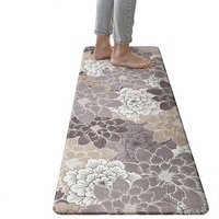 Tapis de sol de cuisine transfrontalier, absorbant l'eau, antidérapant, en PVC, motif floral, style classique chinois, résistant à l'huile, facile à nettoyer, long
