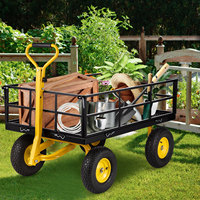 Chariot de jardin en acier, capacité robuste de 1200 lb, avec côtés en maille amovibles, chariot utilitaire en métal parfait pour le jardin, la ferme, la cour