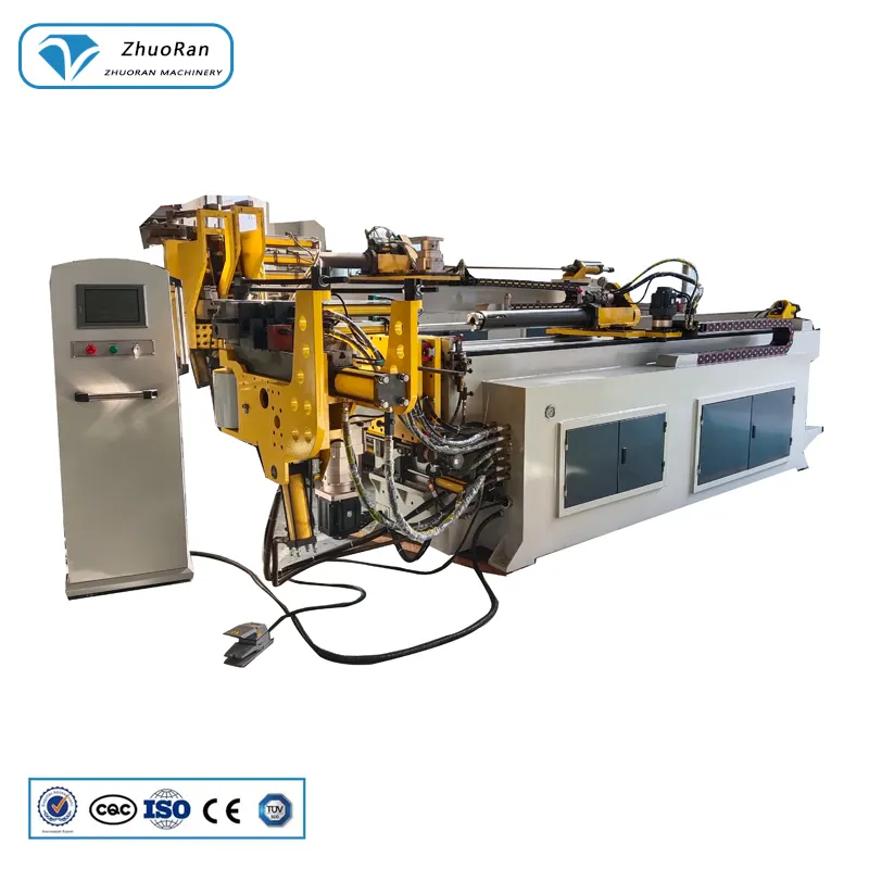 Mesin benok pipa baja hidrolik, mesin benok pipa baja Rebar hidrolik Cnc otomatis tabung persegi portabel saluran logam