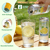 Latas de Plástico PET Transparente con Logotipo Personalizado y Tapa Abatible de Aluminio para Refrescos, Jugos, Té y Otras Bebidas 250ml 330ml 500ml