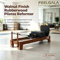 Reformer de Pilates portable et réglable en bois de caoutchouc avec laque teintée noyer, personnalisé pour la maison, idéal pour le yoga, le Pilates et la gym, pour la santé