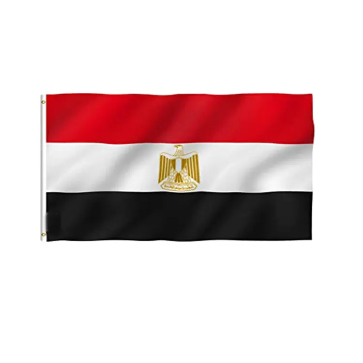 Groothandel Hot Koop Hoge Kwaliteit Voorraad Custom Afdrukken Goedkope Prijs Polyester Met 2 Oogjes Egyptische Egypte Nationale Vlag