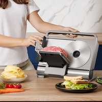 Nouvelle trancheuse à viande électrique semi-automatique commerciale pliable, lame en acier inoxydable, épaisseur réglable, lame amovible, portable