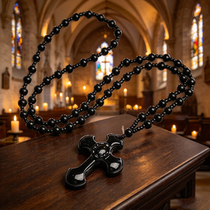 Rosario católico religioso grande, elegante y hermoso, de lujo, con accesorios de acrílico de colores y San Benito. - Product Image 3