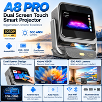 Projecteur LCD SYTA A8Pro à double écran tactile avec stabilisateur, Android 12, mise au point automatique, correction automatique de la distorsion trapézoïdale, 500LM, 1080P Full HD, pour cinéma maison