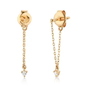 Gemnel delicate 925 sterling silver 18k gold dangling diamond chain stud earrings
