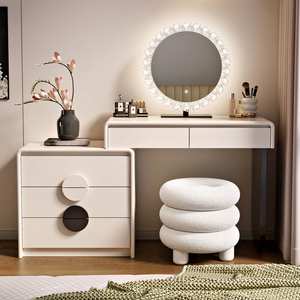 Modern Bedroom Furniture Set Lighted Makeup <b>Vanity</b> Table with <b>Mirror</b> and Drawers Wood for Apartment Use - Product Image 3