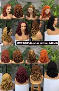 Perruque à ondulations lâches avec dentelle frontale 13x4 de 24 pouces |   Cheveux <span class=keywords><strong>vierges</strong></span> brésiliens bruts |   Cheveux 100% humains et plusieurs couleurs - Product Image 6