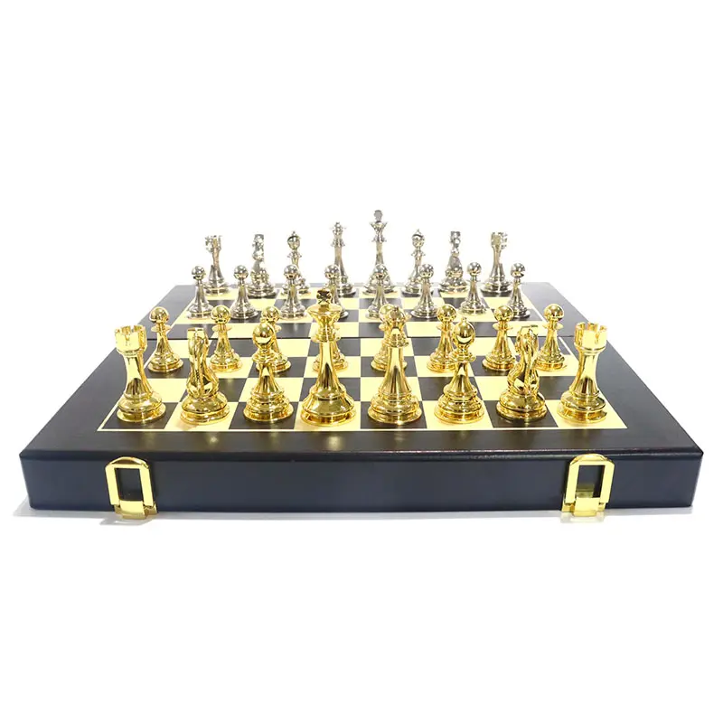 الجملة مخصص الشطرنج لوحات الذهب الفضة العتيقة المعادن مجموعة شطرنج للبيع