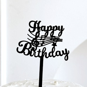 Ychon nuovo arrivo acrilico torta di buon compleanno Toppers musica Score chitarra torta Topper festa di compleanno decorazioni per la torta forniture - Product Image 2