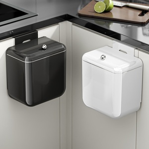 Cubo de basura de cocina montado en la pared con tapa para el hogar, cesta de papel con tapa abatible, cubo de almacenamiento. - Product Image 1