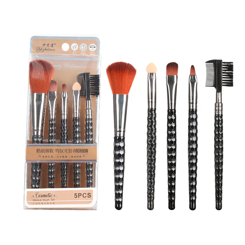 Box of 5 Blush Eyeshadow Eyebrow Combs brush set makeup black wholesale