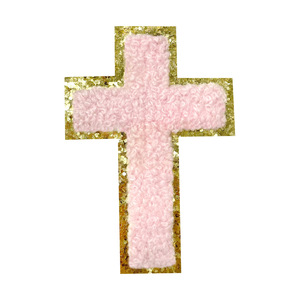 Prêt à expédier des patchs brodés en croix bord doré paillettes étincelle 3D bouffée patchs chrétiens pour vêtements sac chapeau décoration - Product Image 5