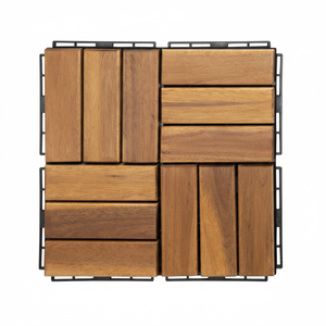 Azulejos de cubierta de madera entrelazados de Acacia de 12 listones de 12 'x 12 ''de alta calidad para muebles de exterior, suelos de balcón, ABC DIY hecho - Product Image 1