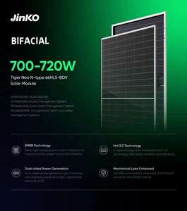 แผงโซลาร์เซลล์ Jinko Tiger <span class=keywords><strong>Neo</strong></span> N-Type 66HL5-BDV แบบสองหน้า กระจกสองชั้น 695W-720W ราคาโรงงาน ประสิทธิภาพสูง - Product Image 2