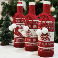 Housse de bouteille de vin tricotée, pull, ornements de noël, décoration de la maison, en stock,