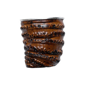 Taza de té hecha a mano con raíz de bambú, bañada en plata, forma cilíndrica, taza de equidad para ceremonia del té, uso en el té de la tarde, origen Anji - Product Image 5
