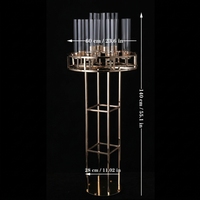 Grand chandelier en métal doré à 13 bras, porte-bougie et support à fleurs, pour décoration de mariages et centres de table de mariage, idéal pour fêtes et événements.