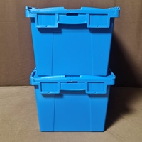 Bac de stockage empilable en plastique, caisse logistique en plastique avec couvercle attaché, conteneur emboîtable à vide pour réduire les frais de transport et de retour