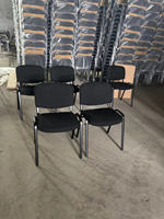 Chaise de conférence empilable en cuir PU, chaise de réunion ergonomique, chaise d'invité de bureau, chaise de formation à structure métallique pour salle scolaire