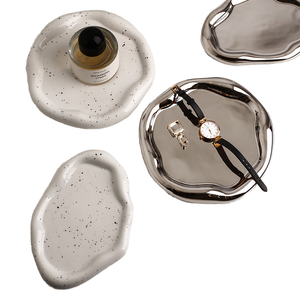 Bandeja de Cerámica Plateada de Lujo Moderno, Estilo Ins, para Almacenamiento de Llaves, Exhibición de Joyas y Decoración del Hogar - Product Image 4