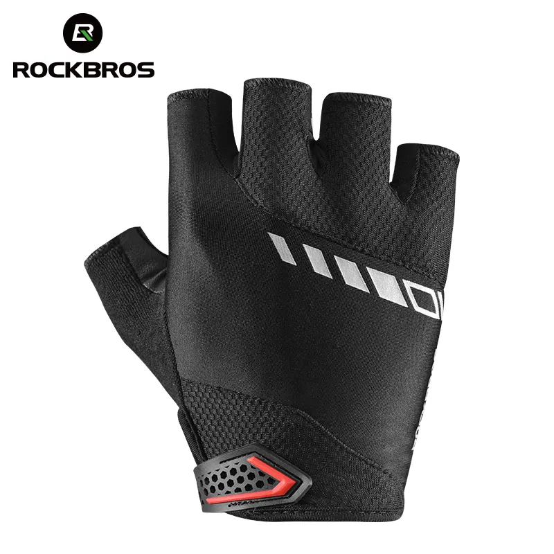 Rockbros Gloves Anti Slip Gel Pad Breathable Motorcycle Mtb Road Bike Gloves Cycling Bicycle Gloves Half Finger Men Women Black
