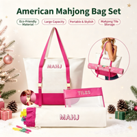 Ensemble de Mahjong Américain Moderne de Luxe, 160 Tuiles Acryliques, 4 Supports, Étui de Transport Étanche Portable avec Dés et Tapis