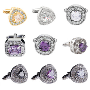 男性用クリスタルカフリンクスとタキシードスタッド、シャツ用カフリンクススーツフォーマルドレスビジネス結婚記念日 - Product Image 3