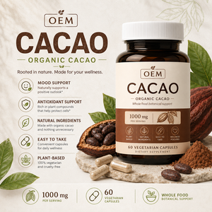 Pure Organic Cacao Powder Capsules 60 Count Adult Antioxidant Support Energy Boost Superfood Dietary <b>Supplement</b> - Product Image 3