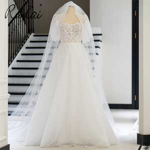 Ruolai QW02053 élégant a-ligne manches courtes chérie cou vente bas prix perlé dentelle tissu <span class=keywords><strong>robe</strong></span> <span class=keywords><strong>de</strong></span> <span class=keywords><strong>mariée</strong></span> <span class=keywords><strong>robe</strong></span> - Product Image 1