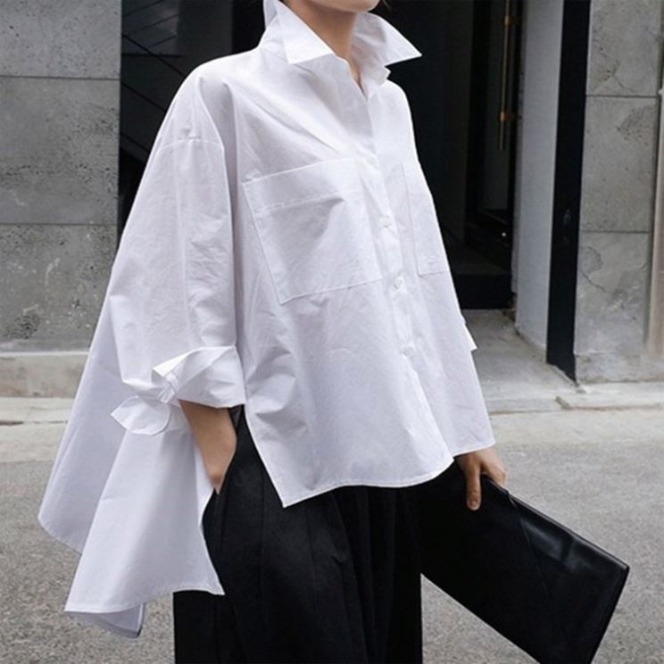 chinese dress ladies Casual Loose White Shirts For Women 2023 Fashion Lapel Long Sleeve Blo