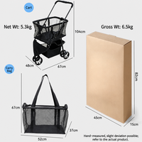Poussette pliable pour animaux de compagnie à une touche, panier double couche détachable, chariot de shopping et de camping