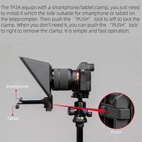 Téléprompteur portable FEELWORLD TP2A 8 pouces compatible avec smartphones/tablettes 8 pouces, prise de vue DSLR, télécommande et anneaux adaptateurs d'objectif
