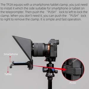 Téléprompteur portable FEELWORLD <span class=keywords><strong>TP2A</strong></span> 8 pouces compatible avec smartphones/tablettes 8 pouces, prise de vue DSLR, télécommande et anneaux adaptateurs d'objectif - Product Image 2