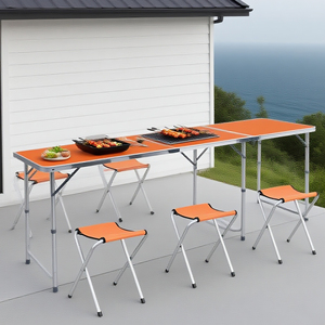 Mesa de Camping Plegable de 3 Niveles de Altura Ajustable |   Mesa de Picnic Portátil con Marco de Aluminio para Exteriores, Disponible en Varios Colores Personalizados - Product Image 2