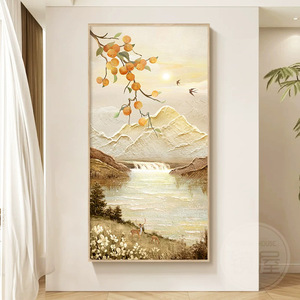 Landscape Painting Oil <b>Canvas</b> Wooden <b>Frame</b> 100% Handmade Classical Style For Entryway Or Corridor Decor - Product Image 3