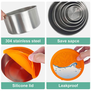 Baming SMALL Condiment Boîte à lunch en acier inoxydable et bac à salade Boîte à bento Couvercle en silicone Conteneur <span class=keywords><strong>de</strong></span> nourriture pour bébé et enfants - Product Image 4