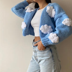 <span class=keywords><strong>Cardigan</strong></span> <span class=keywords><strong>Oversize</strong></span> Personalizzato da <span class=keywords><strong>Donna</strong></span>, Stile Y2k Streetwear, Top Corto Lavorato a Maglia con Maniche Lunghe - Product Image 1