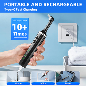 Newest Portable Teeth Grinder with 5 Brush Heads LED for Home Use Yellow Multi-purpose Teeth Whitening Kit for Plaque Cleaning - Product Image 2