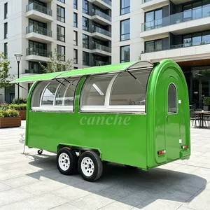 Camion de restauration mobile vert rond pour la vente de burgers et pizzas, kiosque de cuisine, remorque de camping-car pour les entreprises - Product Image 1