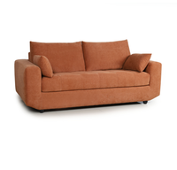Canapé-lit convertible 2 places en tissu orange avec matelas pour salon, chambre d'amis, appartement, mobilier de maison