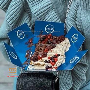 Boîte d'emballage pliable porte-gaufre à bulles en papier de carton de qualité alimentaire écologique Mini boîte d'emballage à gaufres pour crêpes - Product Image 2