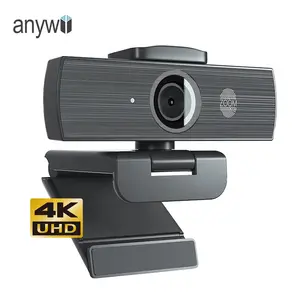 Anywii 4K Ultra HD Webcam con Zoom digitale 8X copertura Privacy doppio microfono Webcam per videoconferenza
