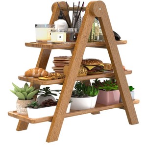 Acacia Wood 3 Tier Serving Tray For Picnic Outdoor Food Display Storage Rack - Product Image 5