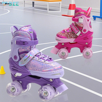 Patins à roulettes ajustables SeeMore à double rangée de roues lumineuses clignotantes pour enfants, idéaux pour la location en patinoire