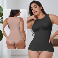 Camiseta sin mangas de compresión ligera para mujer, camisola de control de abdomen con cintura elástica para suavizar la figura, ideal para uso diario en primavera y verano.