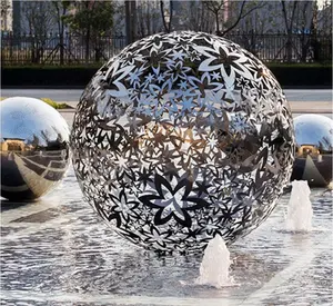 Large Outdoor Durable And Pro-environment Stainless Steel Sphere Water Fountain