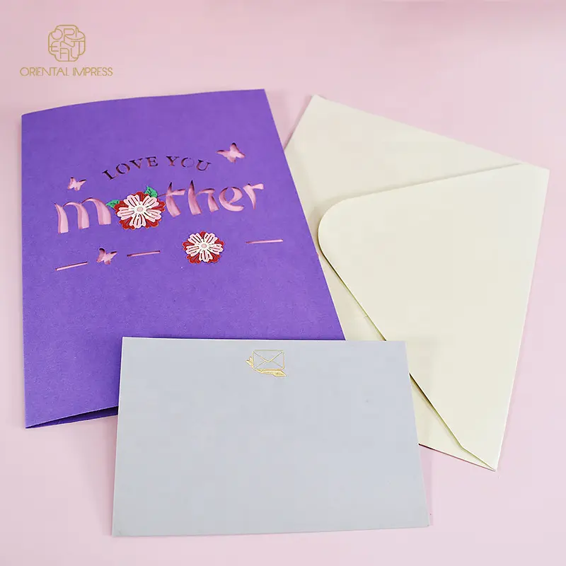 Colorido pop-up 3d te amo cartão de mãe cartão do dia das mães com envelope