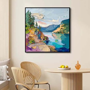 Nuevo estilo, textura gruesa, paisaje, pintura al óleo, Cordillera, Arte con <span class=keywords><strong>pino</strong></span>, lienzo, Base, decoración mural - Product Image 4